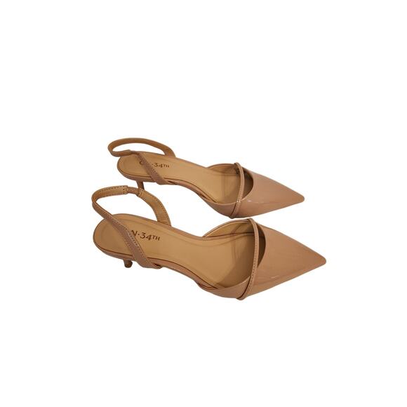 New On 34th Angelina Pointed-Toe Kitten Heel Pumps Nude 7M - Picture 1 of 8